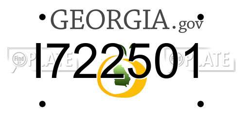 I722501 Georgia License Plate