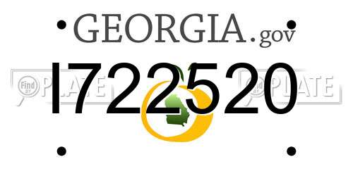 I722520 Georgia License Plate