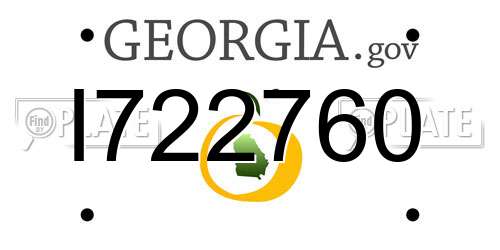 I722760 Georgia License Plate