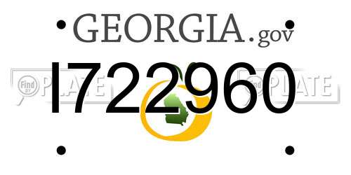 I722960 Georgia License Plate