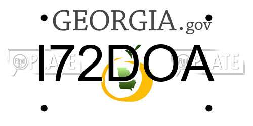 I72DOA Georgia License Plate