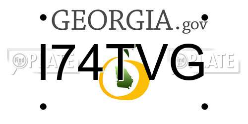 I74TVG Georgia License Plate