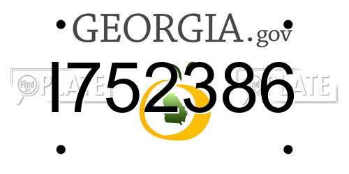 I752386 Georgia License Plate