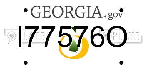 I77576O Georgia License Plate