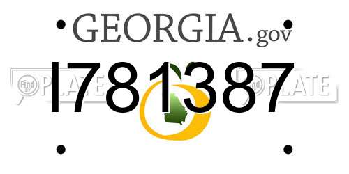 I781387 Georgia License Plate