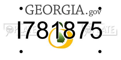 I781875 Georgia License Plate