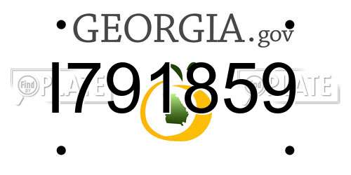 I791859 Georgia License Plate