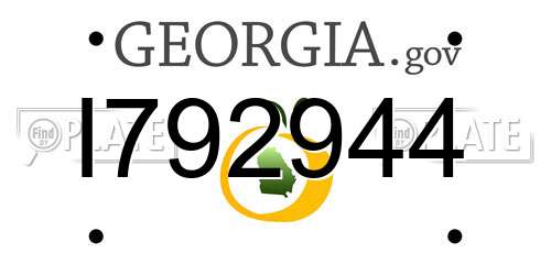 I792944 Georgia License Plate