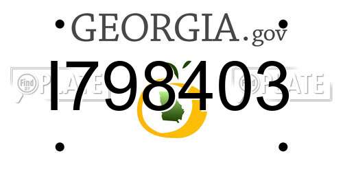 I798403 Georgia License Plate