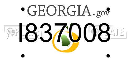 I837008 Georgia License Plate