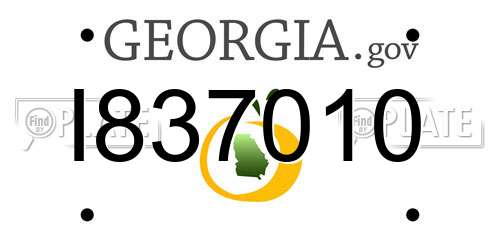 I837010 Georgia License Plate