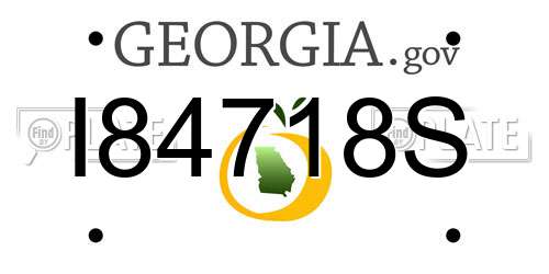 I84718S Georgia License Plate