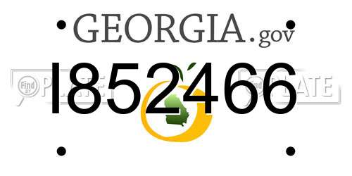 I852466 Georgia License Plate