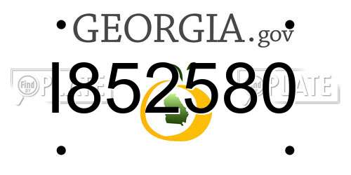 I852580 Georgia License Plate