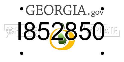 I852850 Georgia License Plate