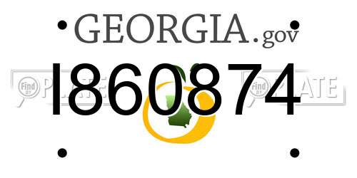 I860874 Georgia License Plate