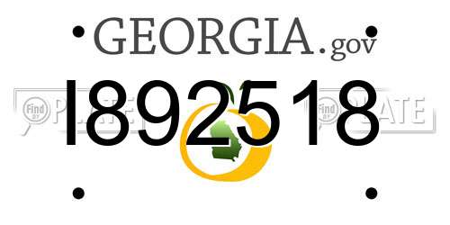 I892518 Georgia License Plate