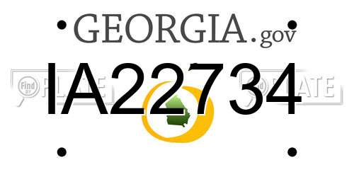 IA22734 Georgia License Plate