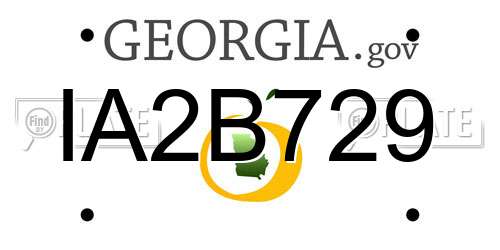 IA2B729 Georgia License Plate