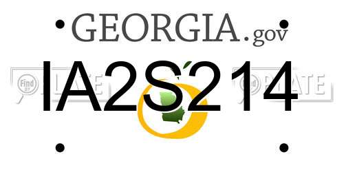 IA2S214 Georgia License Plate