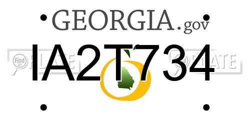 IA2T734 Georgia License Plate
