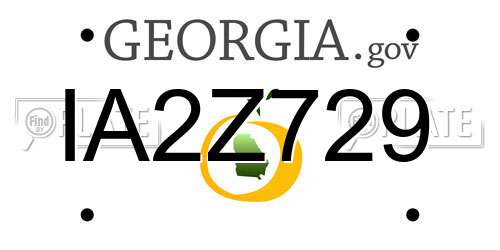 IA2Z729 Georgia License Plate