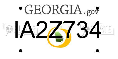 IA2Z734 Georgia License Plate