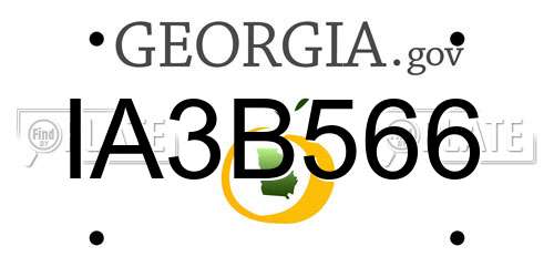 IA3B566 Georgia License Plate