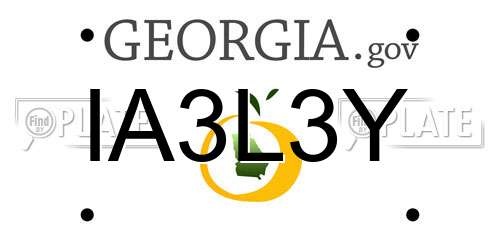 IA3L3Y Georgia License Plate