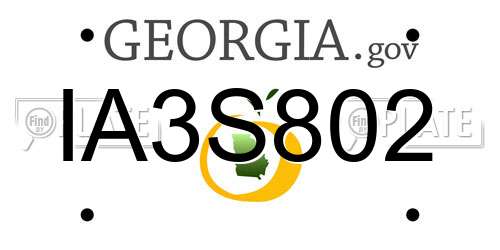 IA3S802 Georgia License Plate