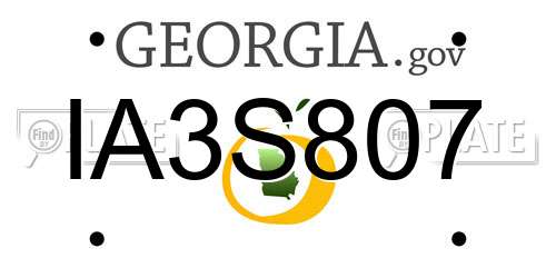 IA3S807 Georgia License Plate