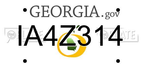 IA4Z314 Georgia License Plate