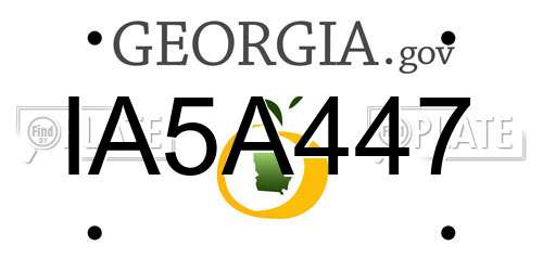 IA5A447 Georgia License Plate