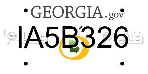 IA5B326 Georgia License Plate