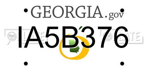 IA5B376 Georgia License Plate