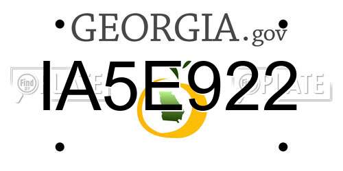 IA5E922 Georgia License Plate
