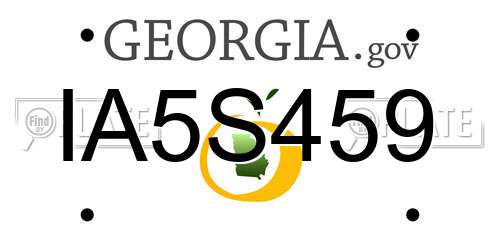 IA5S459 Georgia License Plate