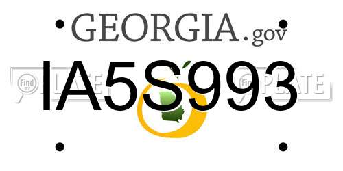 IA5S993 Georgia License Plate