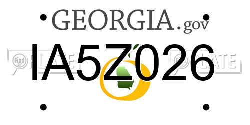 IA5Z026 Georgia License Plate