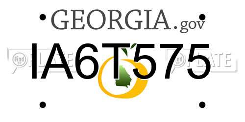 IA6T575 Georgia License Plate