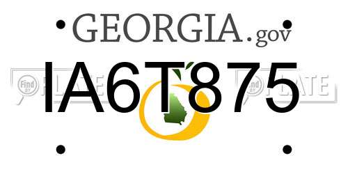 IA6T875 Georgia License Plate