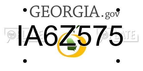 IA6Z575 Georgia License Plate