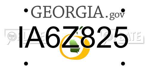 IA6Z825 Georgia License Plate