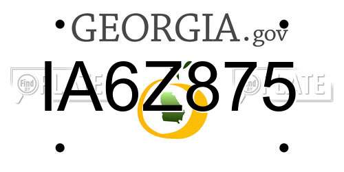 IA6Z875 Georgia License Plate