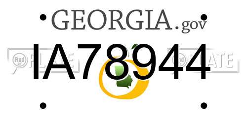 IA78944 Georgia License Plate