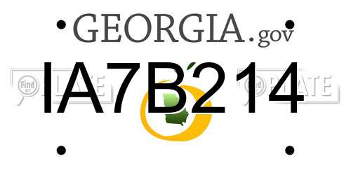 IA7B214 Georgia License Plate