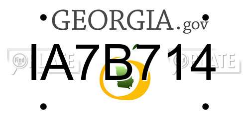 IA7B714 Georgia License Plate