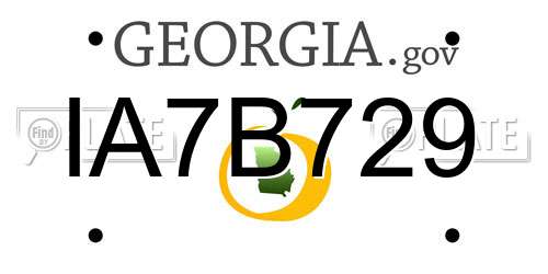 IA7B729 Georgia License Plate