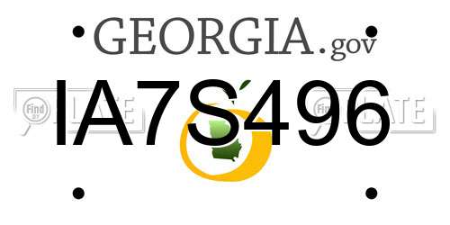IA7S496 Georgia License Plate