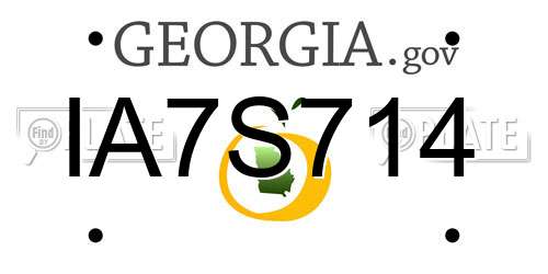 IA7S714 Georgia License Plate